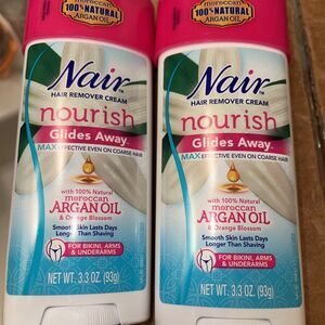 2 Pack NAIR Hair Remover Cream Nourish Glides Away Argan Oil Orange
